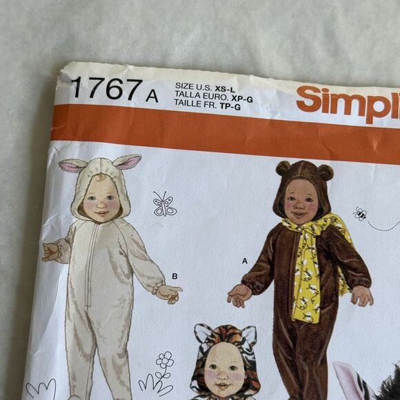 Simplicity 1767 Costume Sewing Pattern Cat Rabbit Zebra Bear Baby Childs XS-L UC - Picture 2 of 4